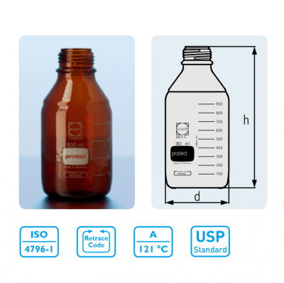 DURAN 实验室塑料镀膜防爆棕色玻璃瓶